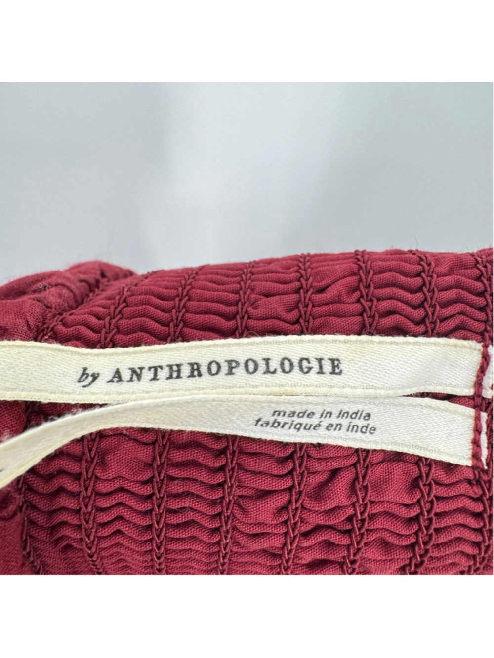 Anthropologie Tiered Prairie Skirt Burgundy Cotton Lace Cottagecore Boho Large - Picture 9 of 11